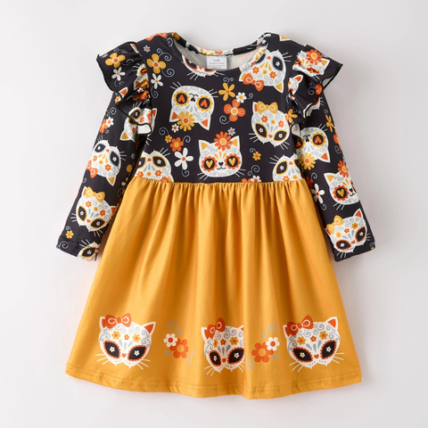 Dia De Los Muertos Kitty Twirl Dress