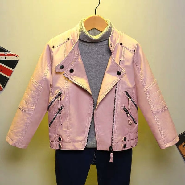 The Trinity Girls' Faux-Leather Moto-style Jacket
