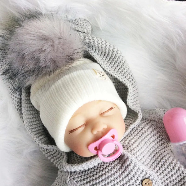 Big Pom Pom Fluffy Beanie Hat for Baby Girls