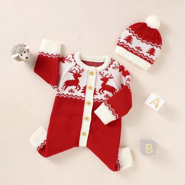 My First Christmas Holiday Sweater Romper & Hat