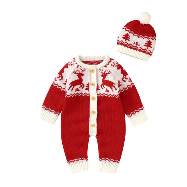 My First Christmas Holiday Sweater Romper & Hat