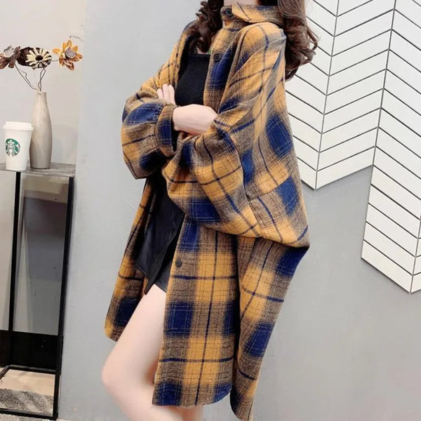 Plaid Lightweight Longline Shacket for Women