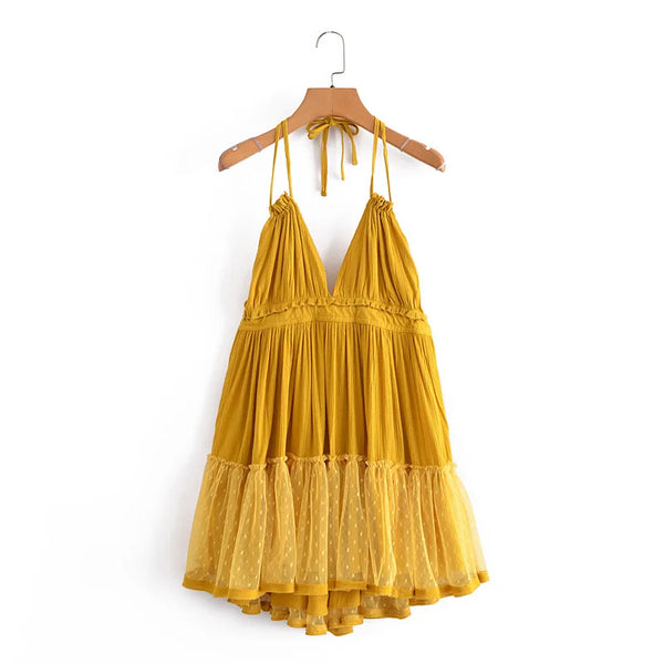 The Boho Halter High-Lo Mini Dress for Women & Teens