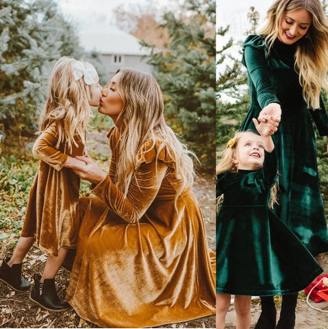 Momma & Me Matching Dresses: the Mischa Velvet Flutter Sleeve Dress