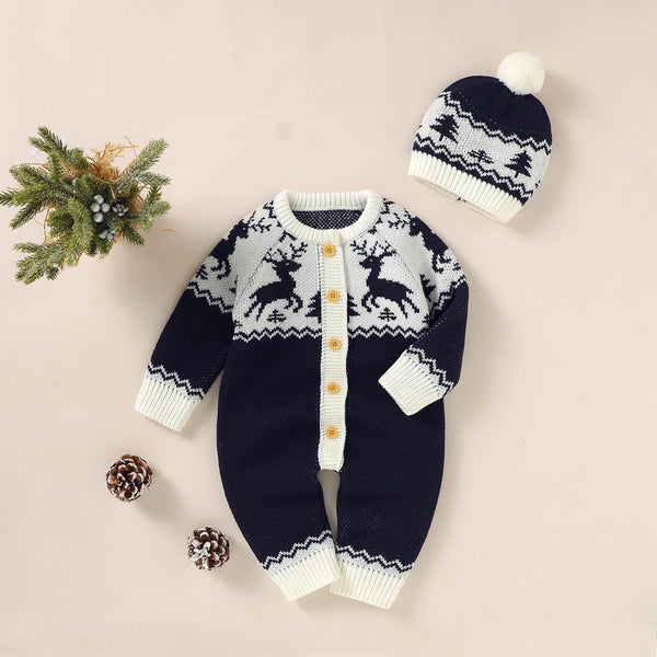 My First Christmas Holiday Sweater Romper & Hat