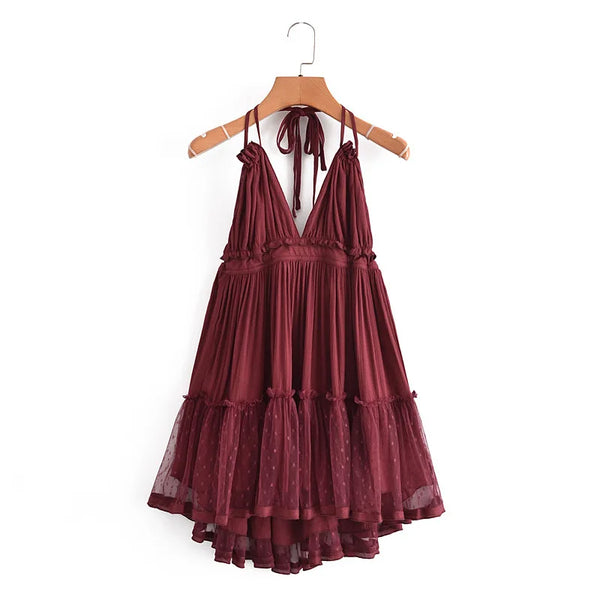 The Boho Halter High-Lo Mini Dress for Women & Teens