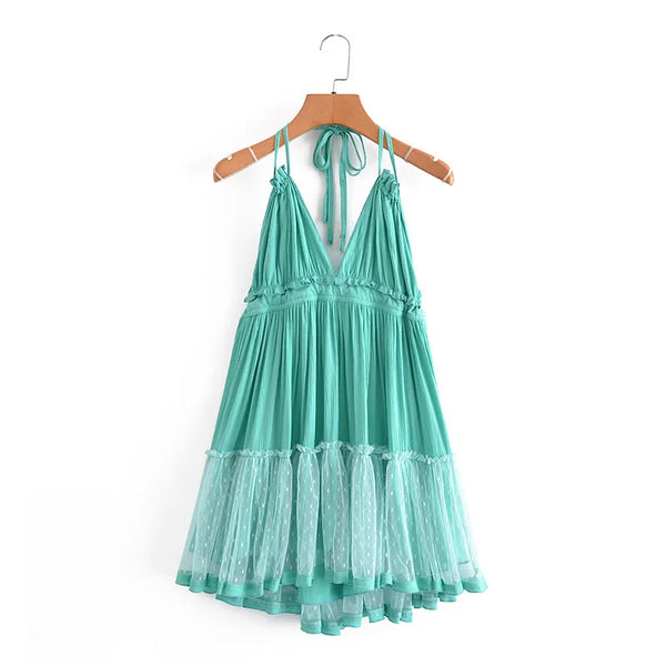 The Boho Halter High-Lo Mini Dress for Women & Teens