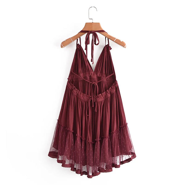 The Boho Halter High-Lo Mini Dress for Women & Teens