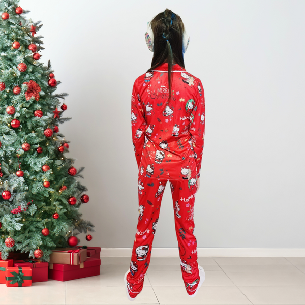 Hello Kitty Soft Satin Christmas Pjs for Women, Teens & Girls