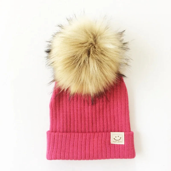 Big Pom Pom Fluffy Beanie Hat for Baby Girls