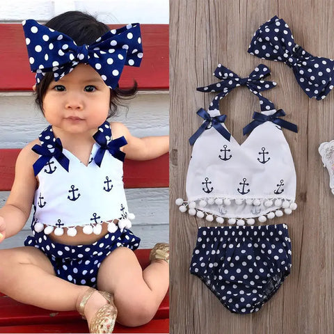 Little Sailor Blue/White Outfit for Baby & Toddler Girls