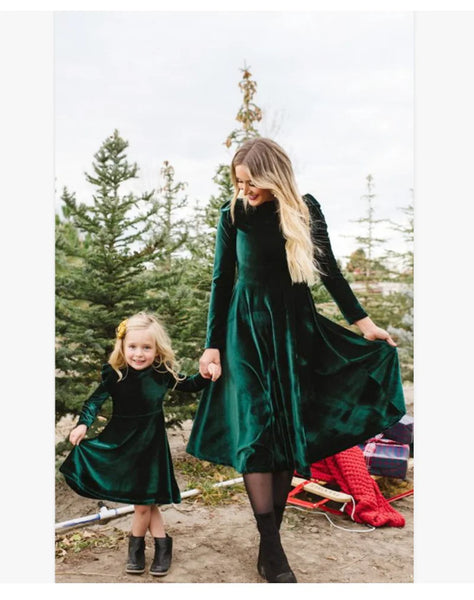 Momma & Me Matching Dresses: the Mischa Velvet Flutter Sleeve Dress