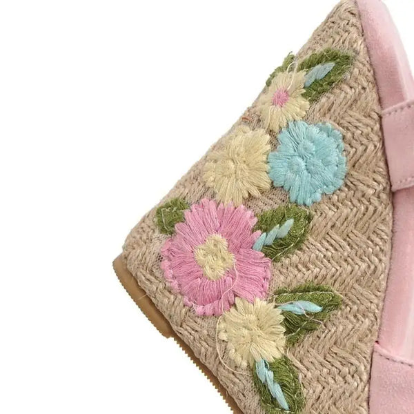 Embroidered Floral Wedge Sandals for Women & Teens
