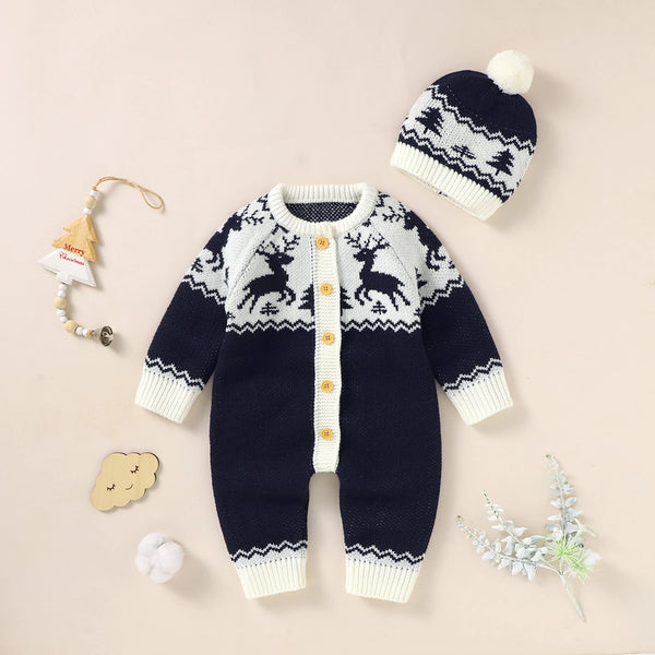 My First Christmas Holiday Sweater Romper & Hat