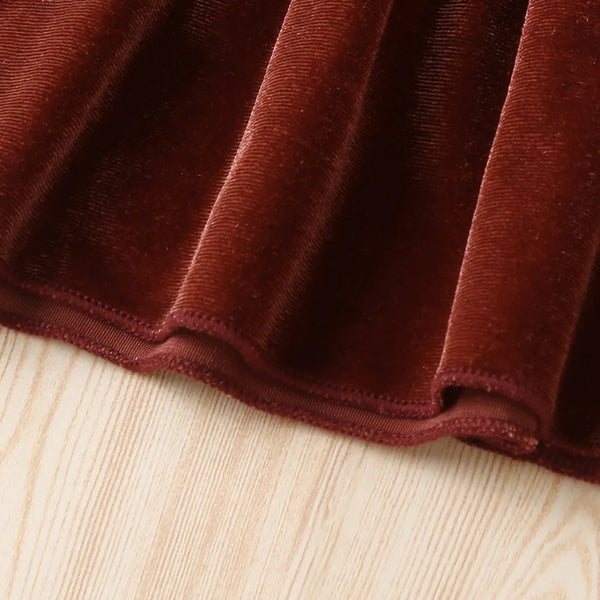 The Nora Long-Sleeve Ruffle Velvet Dress for Little Girls