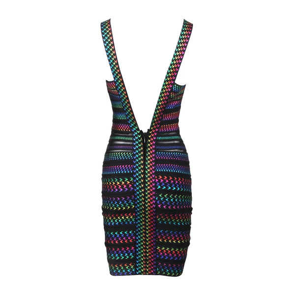 Curveball Colorful Striped Bandage Dress for Women