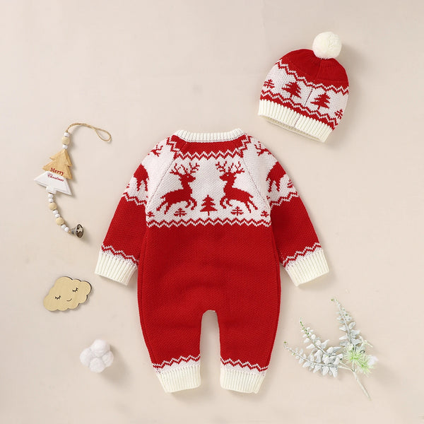 My First Christmas Holiday Sweater Romper & Hat