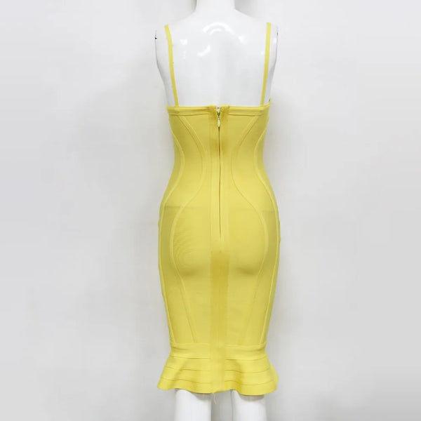 Buttercup Spaghetti Strap Midi Bandage Dress for Women