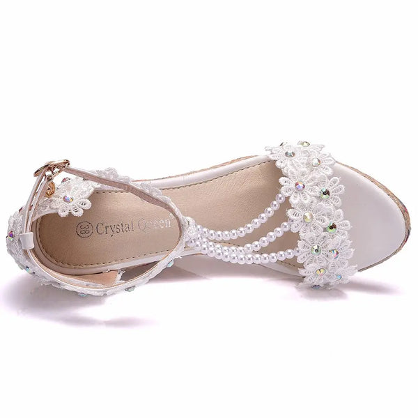 The Embroidered Floral Bead Wedges for Women & Teens