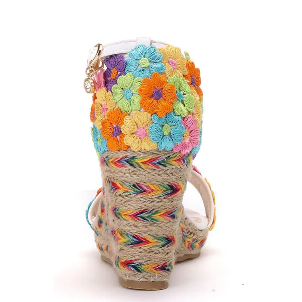 The Embroidered Floral Bead Wedges for Women & Teens