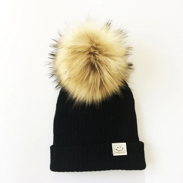 Big Pom Pom Fluffy Beanie Hat for Baby Girls