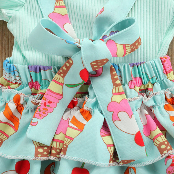 Summer Sundae Romper Outfit for Baby Girls