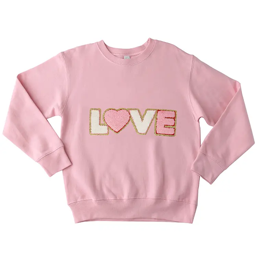Soft & Stretchy Chenille Love Sweatshirt for Little Girls
