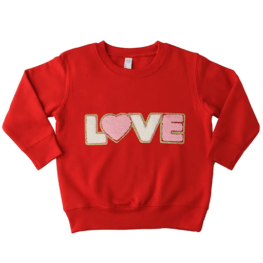 Soft & Stretchy Chenille Love Sweatshirt for Little Girls