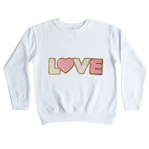 Soft & Stretchy Chenille Love Sweatshirt for Little Girls