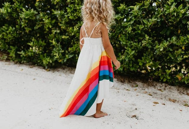 Vivid Rainbow Hi-Lo Dress