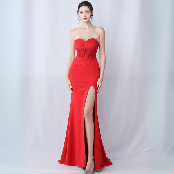 Paige Strapless Sweetheart Formal Dress with Thigh Slit