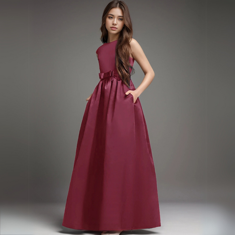 River Sleek Satin Formal Dress with Pockets for Girls & Tweens