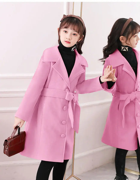 Maria Longline Dressy Wool Blend Coat for Girls