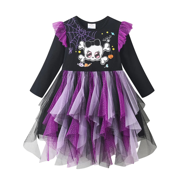 Glam Skull Sparkly Tulle Twirl Dress for Girls