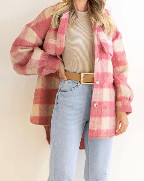 Gwynnie Plaid Brushed Heavy-weight Polyknit Shacket for Women