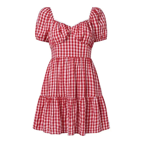 The Puff-Sleeve Gingham Mini Dress for Women