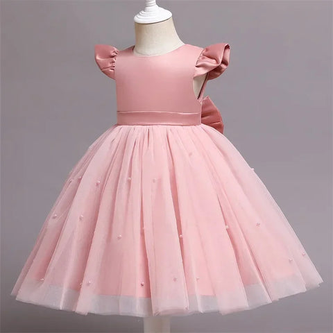 The V-Back Pearl Fancy Special Occasion Dress for Baby & Little Girls