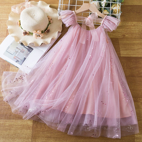 The Alex Flutter-Sleeve Tulle Dress