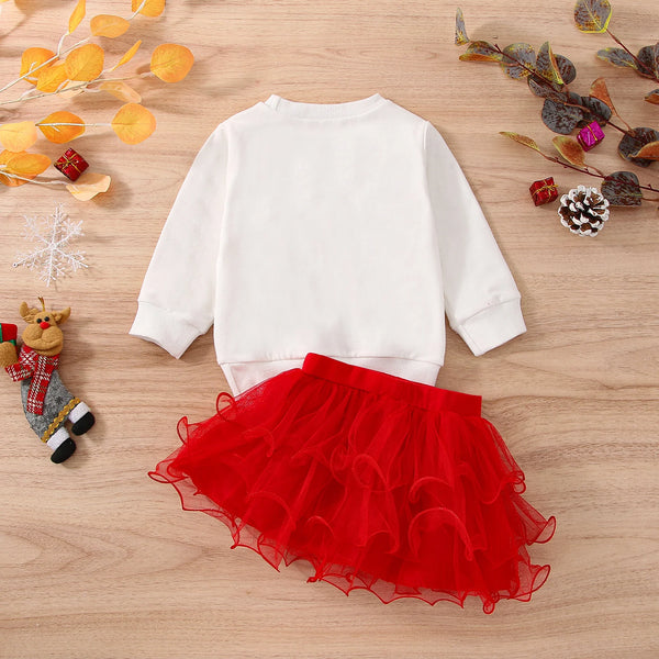 I Saw Mommy Kissing Santa Claus Holiday Top & Skirt Set for Baby & Little Girls