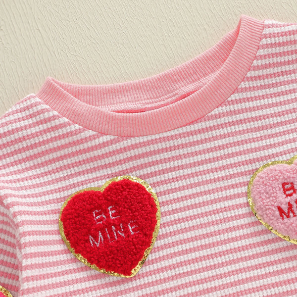 Candy Hearts Striped Long Sleeve Top for Baby & Little Girls