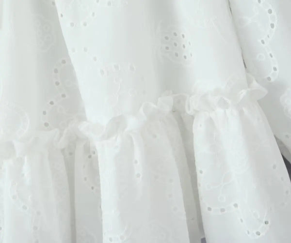Blanca Off The Shoulder White Eyelet Sweetheart Mini Dress for Women & Teens