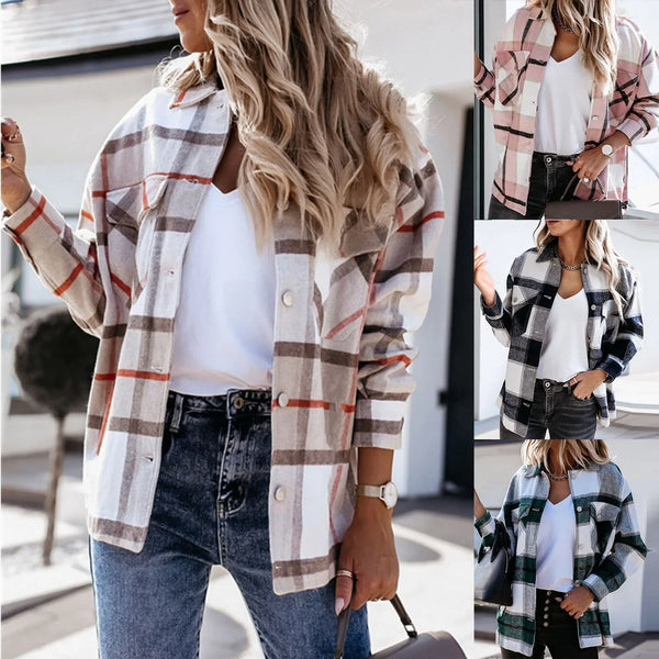 The Autumn Plaid Shacket with Silver Buttons for Women & Teens