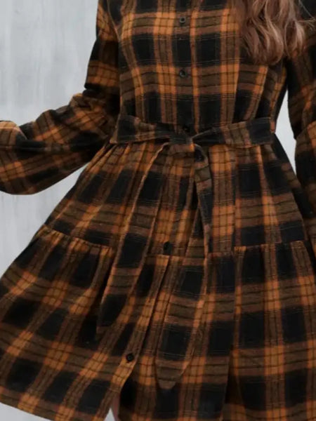 The Tessa Button Front Plaid Dress for Women & Teens