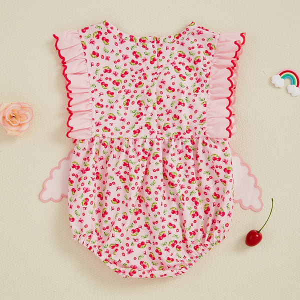 Cherry Bows Romper for Baby Girls