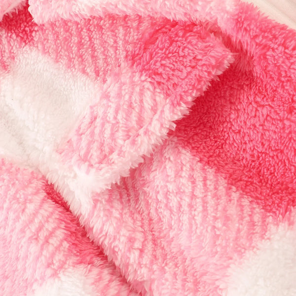 Pink Fluffy Longline Plaid Shacket for Tweens & Teens