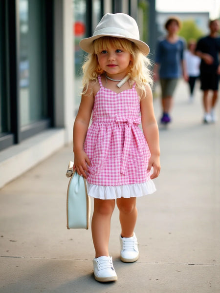 Alina Pink & White Gingham Dress