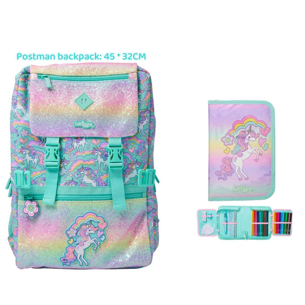 Smiggle® Pastel Unicorn Sparkly Extra Large Capacity Backpack & Accessories