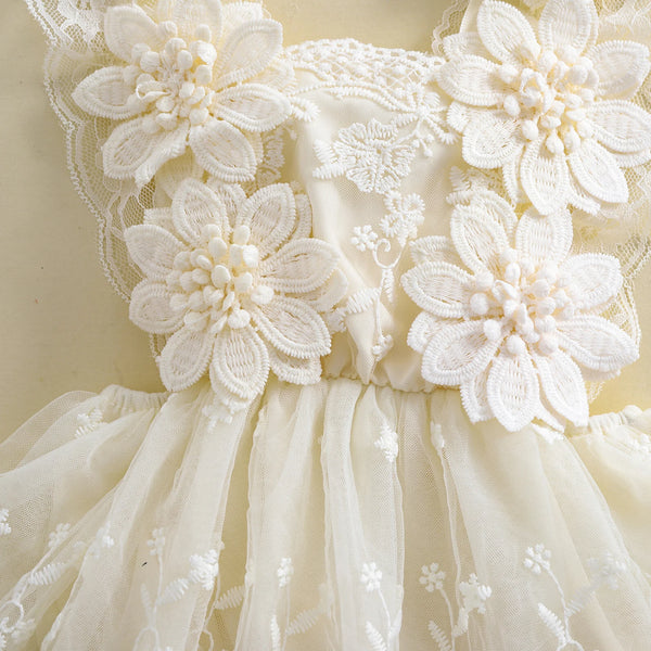 Lacey Baby Special Occasion Romper Dress with Matching Flower Headband