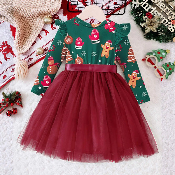 Christmas Baking Flutter Sleeve Dress for Toddlers & Little Girls