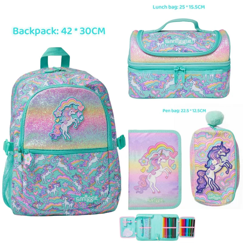 Smiggle® Pastel Unicorn Sparkly Large Capacity Backpack & Accessories